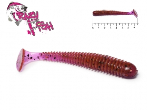 Силикон Crazy Fish Vibro Worm 7.5см col.12 Ultraviolet-чеснок